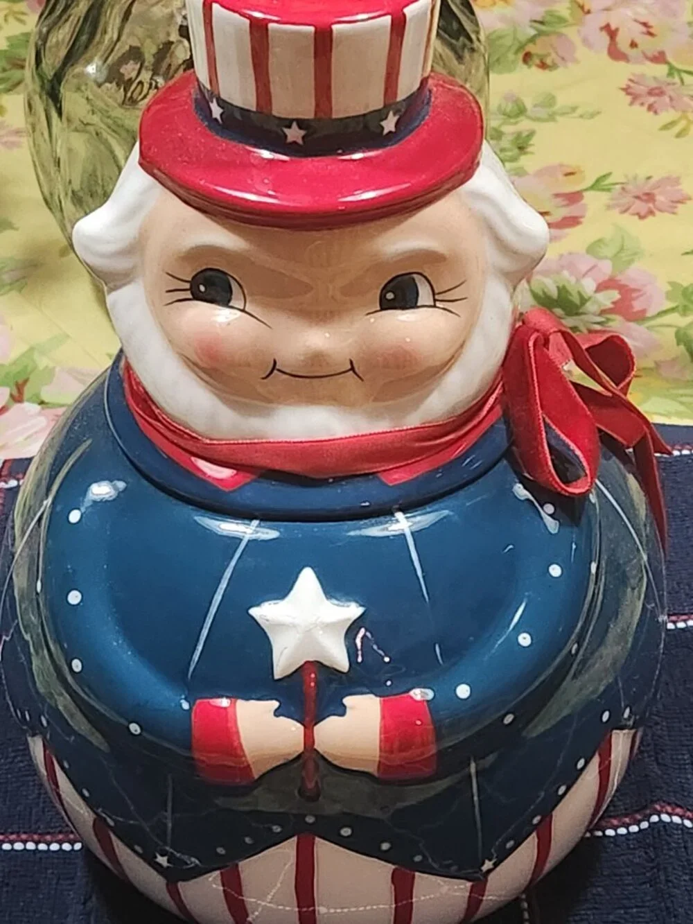 Johanna Parker & Magenta Carnival Cottage Patriotic Uncle Sam Ceramic Cookie Jar